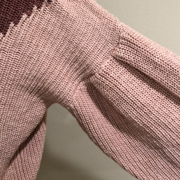 Anthropologie Skies Are Blue Sweater Size Medium Mauve Dusty Pink Puff Sleeve - Picture 3 of 11